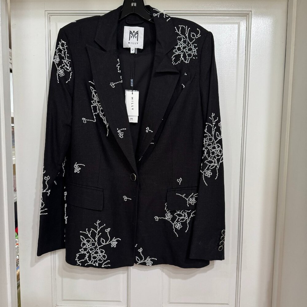 SALE New with Tags $594 Millie Jacket Black with Beading sz 8